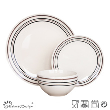 18PCS Ceramic Dinner Set with Hand Painted Simple Circles